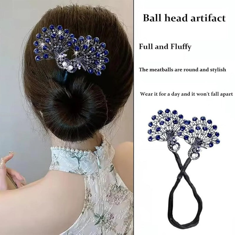 Barrette à Cheveux en Forme de Feuille de Cristal｜Élastique à Queue de Cheval Inspiré du Vintage