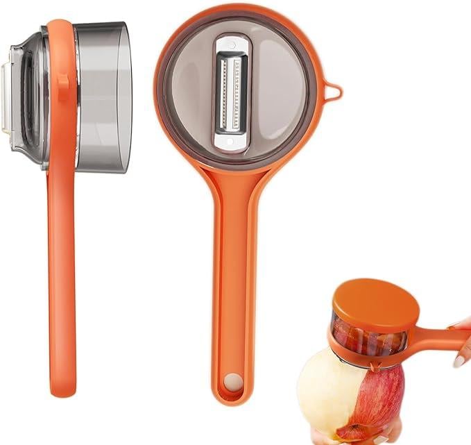 Couteau Éplucheur à Lame en Acier Inoxydable Double Face avec Boîte de Rangement