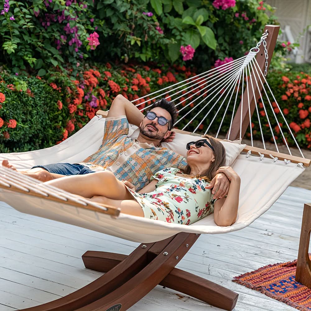 Hamac Matelassé à Double Couche pour Détente sur Patio et au Bord de la Piscine
