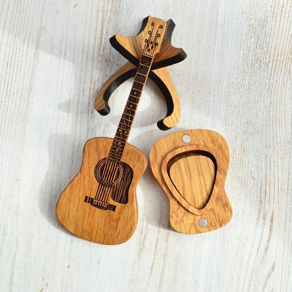 Boîte à Mediator en Bois avec Support