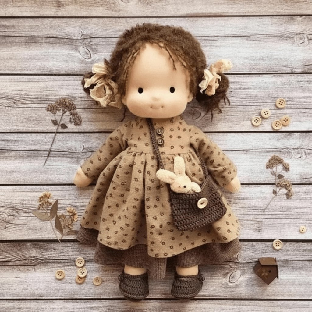 Selina – Poupée Waldorf en coton fait main pour un jeu créatif