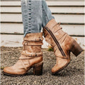 Bottines pour Femmes avec Sangles à Boucle et Talon Bloc