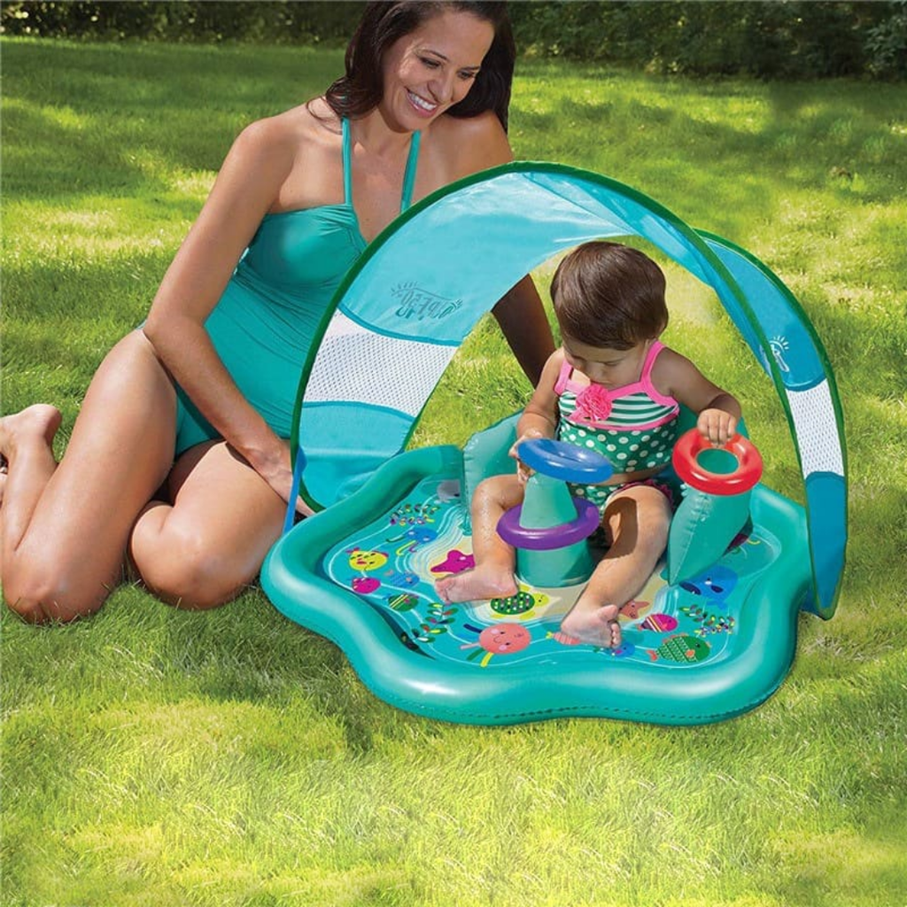 BabySplash™ – Baignoire Gonflable pour Bébé avec Pare-Soleil