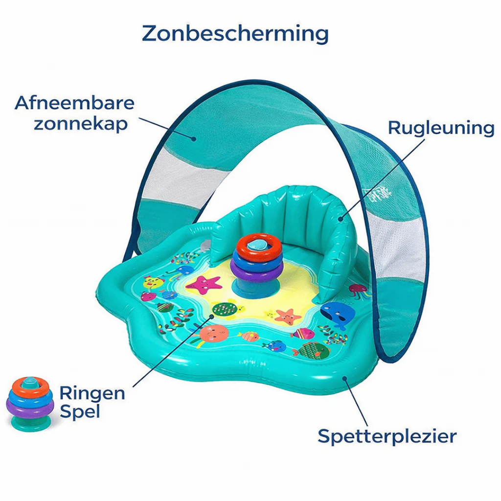 BabySplash™ – Baignoire Gonflable pour Bébé avec Pare-Soleil