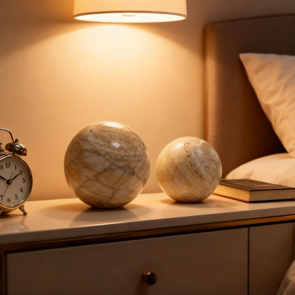 Pièce décorative en marbre travertin sculptée à la main