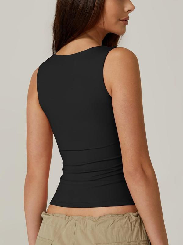 Débardeur sans manches à encolure carrée pour femmes – Doux, extensible et chic