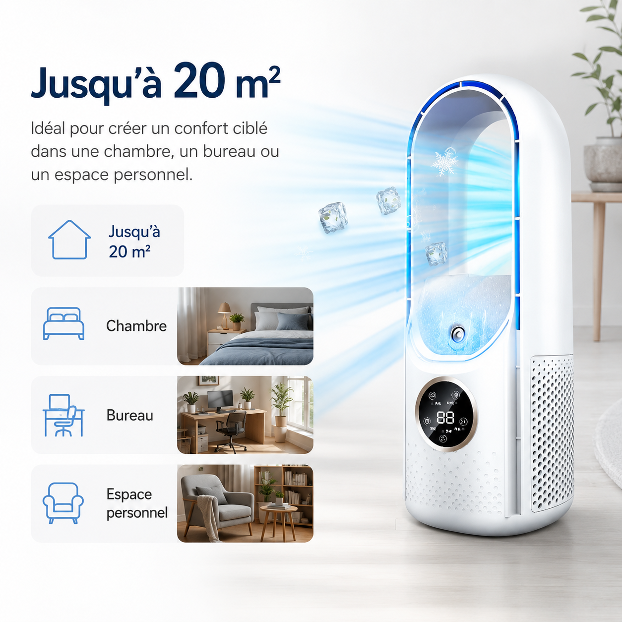 Climatiseur Portable Silencieux Sans Lame 2025 – Restez Frais et Confortable Cet Été, Où Que Vous Soyez
