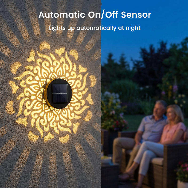 LumiRaya™ Projecteur Mandala Solaire — Créez une Magie Instantanée en Plein Air avec une Lueur Confortable et Effortless