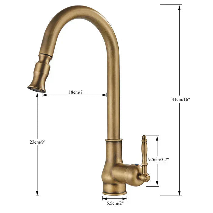 Robinet de Cuisine en Laiton Vintage | Bec Pivotant | Contrôle à Levier Unique | BrassArc