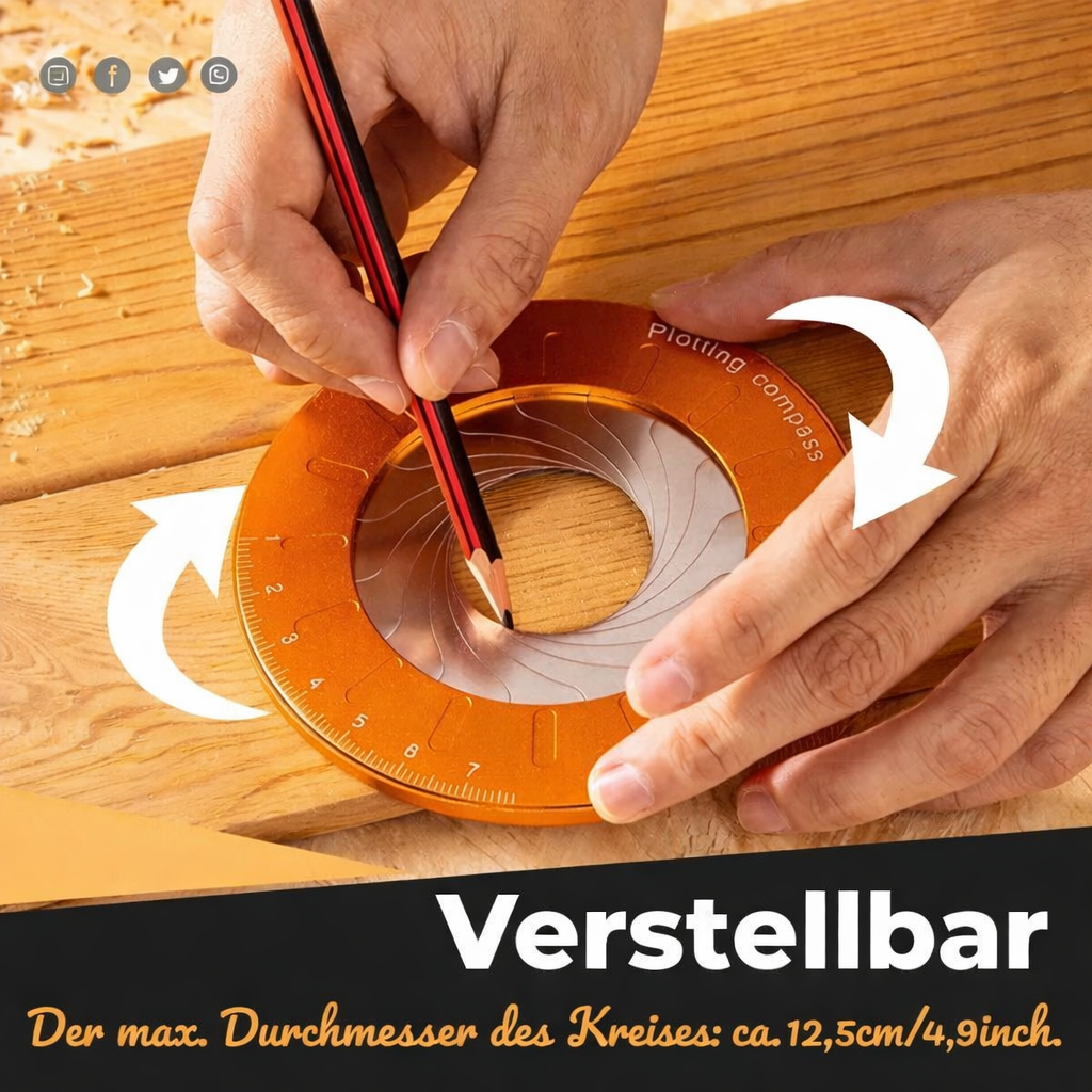 Dessin | Compas Flexible & Règle Circulaire | Cercles Précis jusqu'à 12,5 cm | PrecisionPro