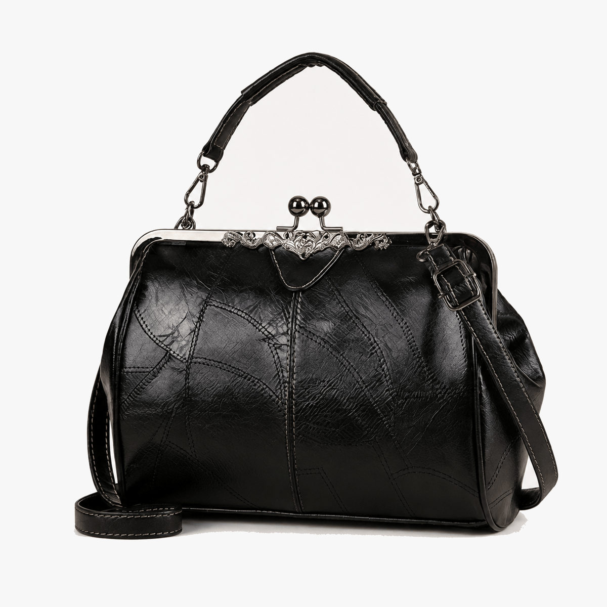Bellora – Sac à main vintage à fermoir à baiser