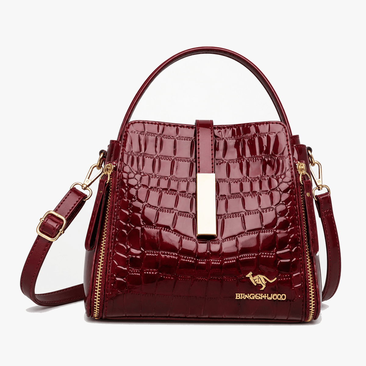 Velora – Sac à main bandoulière en croco brillant