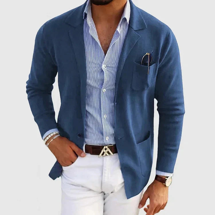 Blazer pour hommes automnal avec poches à boutons décontractées et col à revers - Lorenzo