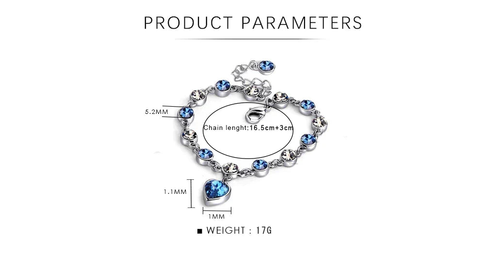 Bracelet en cristal du cœur de l'océan