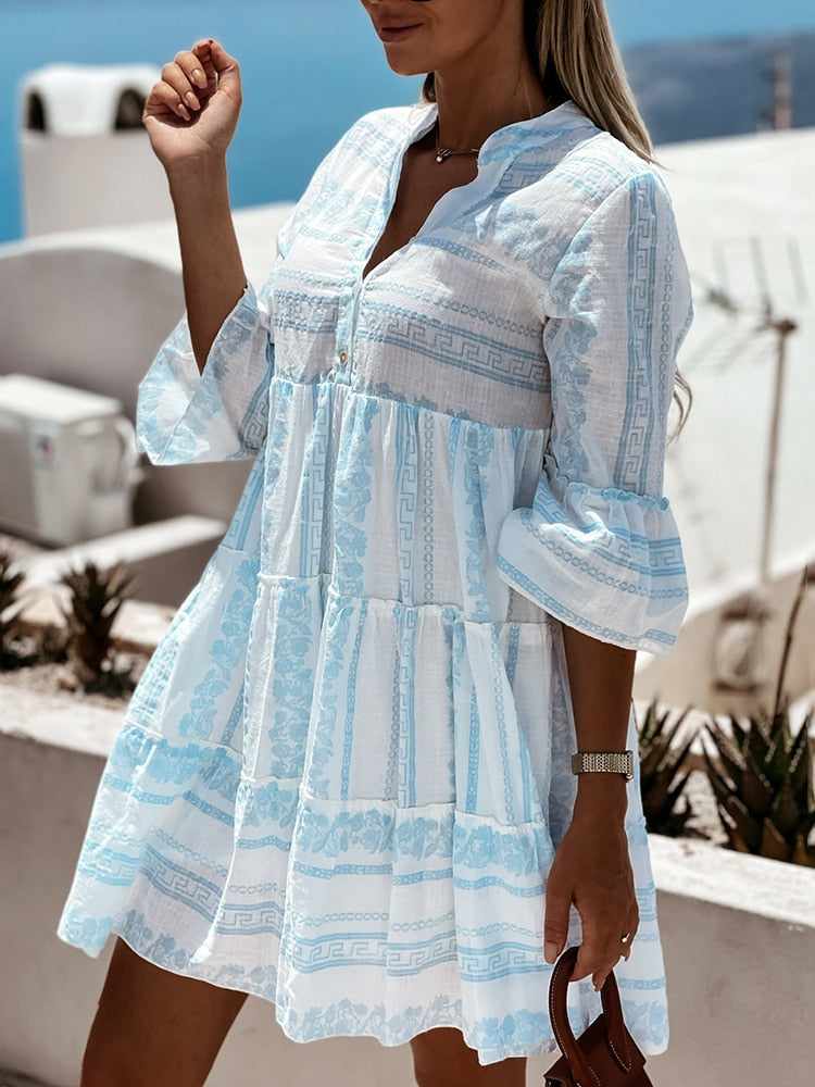 Robe à volants pour l'été 2025 | Belle robe boho légère avec un motif joyeux