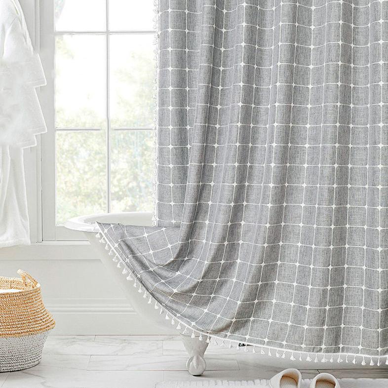 Rideau de Douche en Lin Imperméable Style Fermier Bohémien