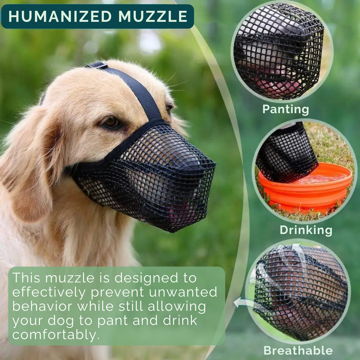 Muzzle pour Chien AirMesh Confortable - Protection Douce et Respirante