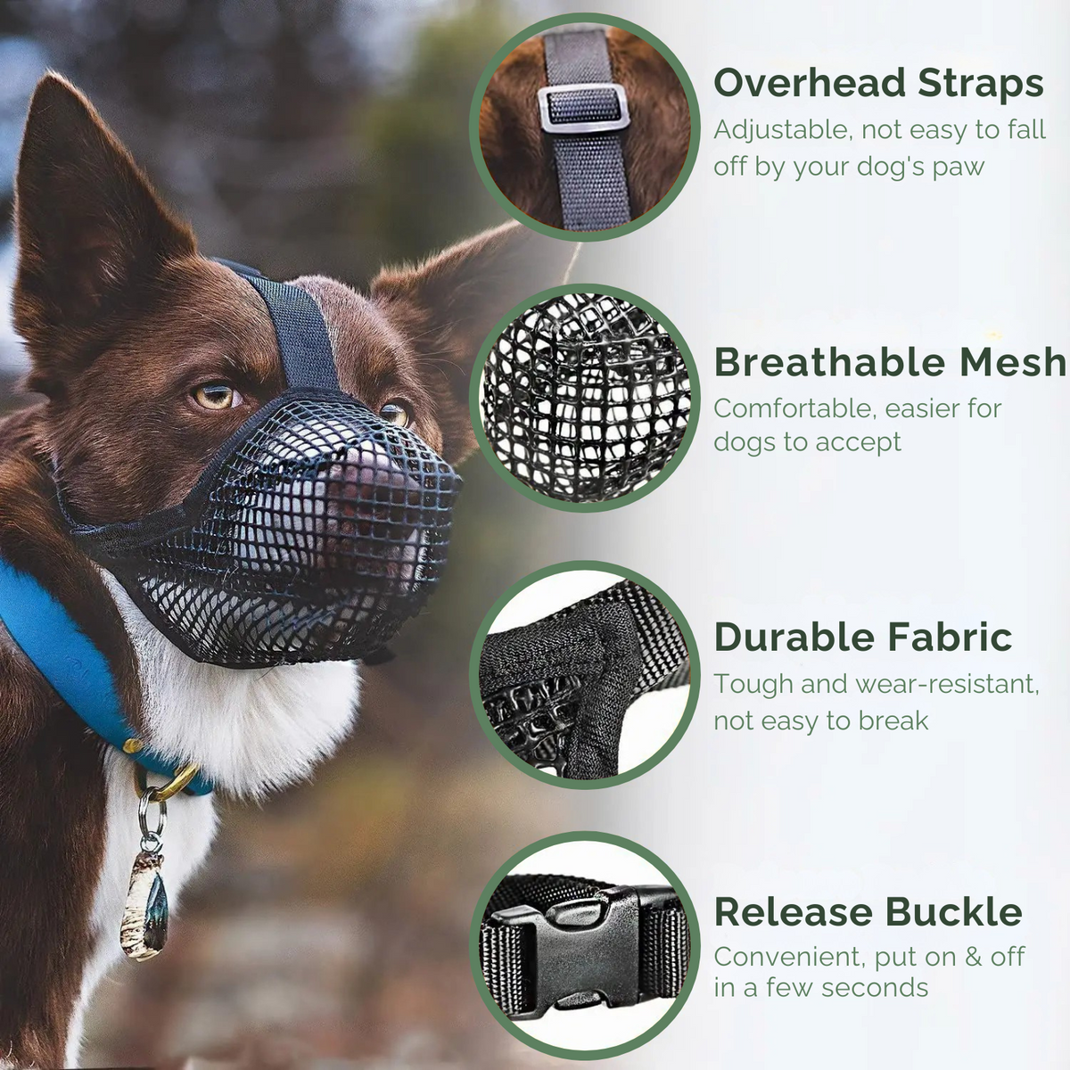Muzzle pour Chien AirMesh Confortable - Protection Douce et Respirante