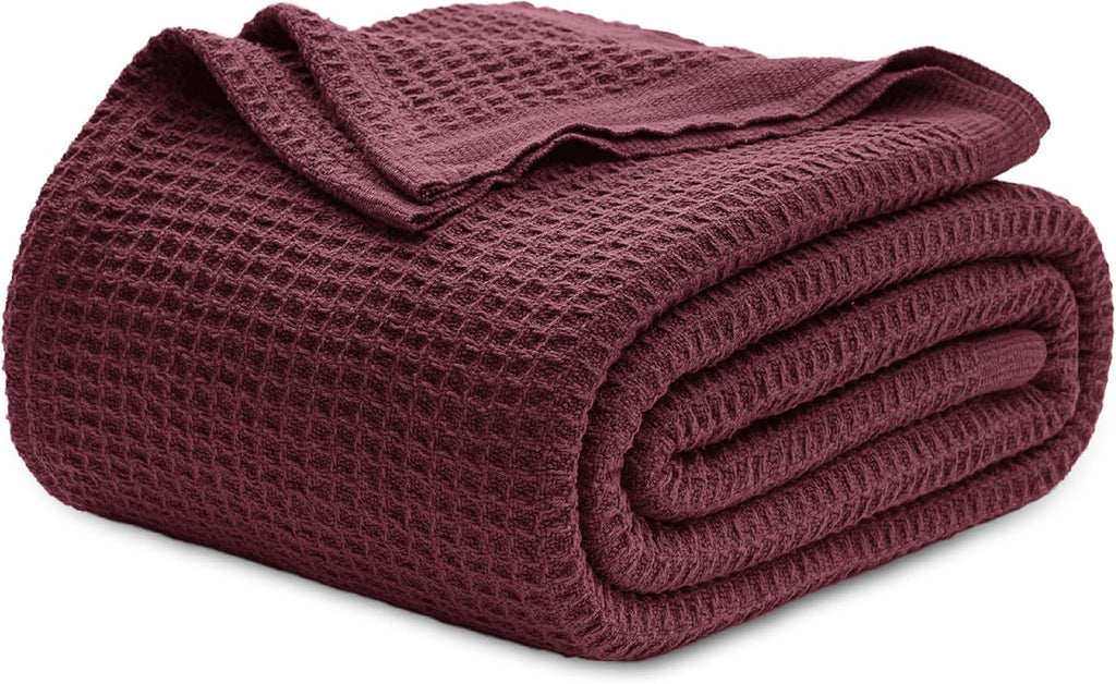 Havre Douillet | Couverture Queen 100% Coton avec Tissage Waffle Rafraîchissant | Douce et Respirante pour le Confort d'Été