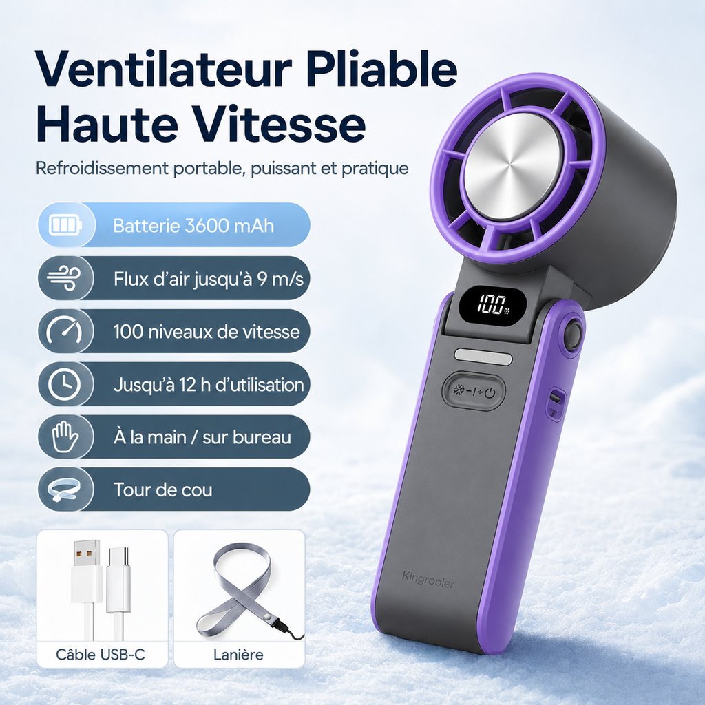 Ventilateur Portable Pliable à Main pour Extérieur