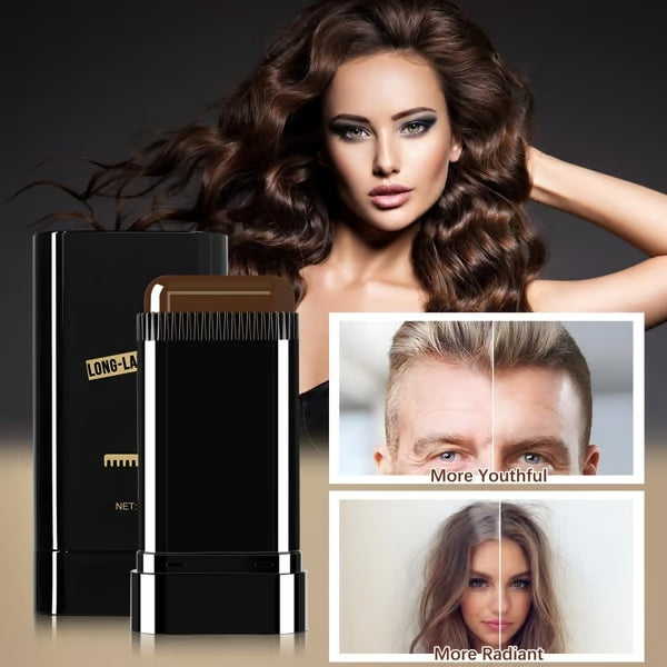 Bâton de couleur pour racines 1+1 gratuit | RacineFix™ Couverture des cheveux gris avec applicateur peigne | Couleur de cheveux rapide pour les déplacements