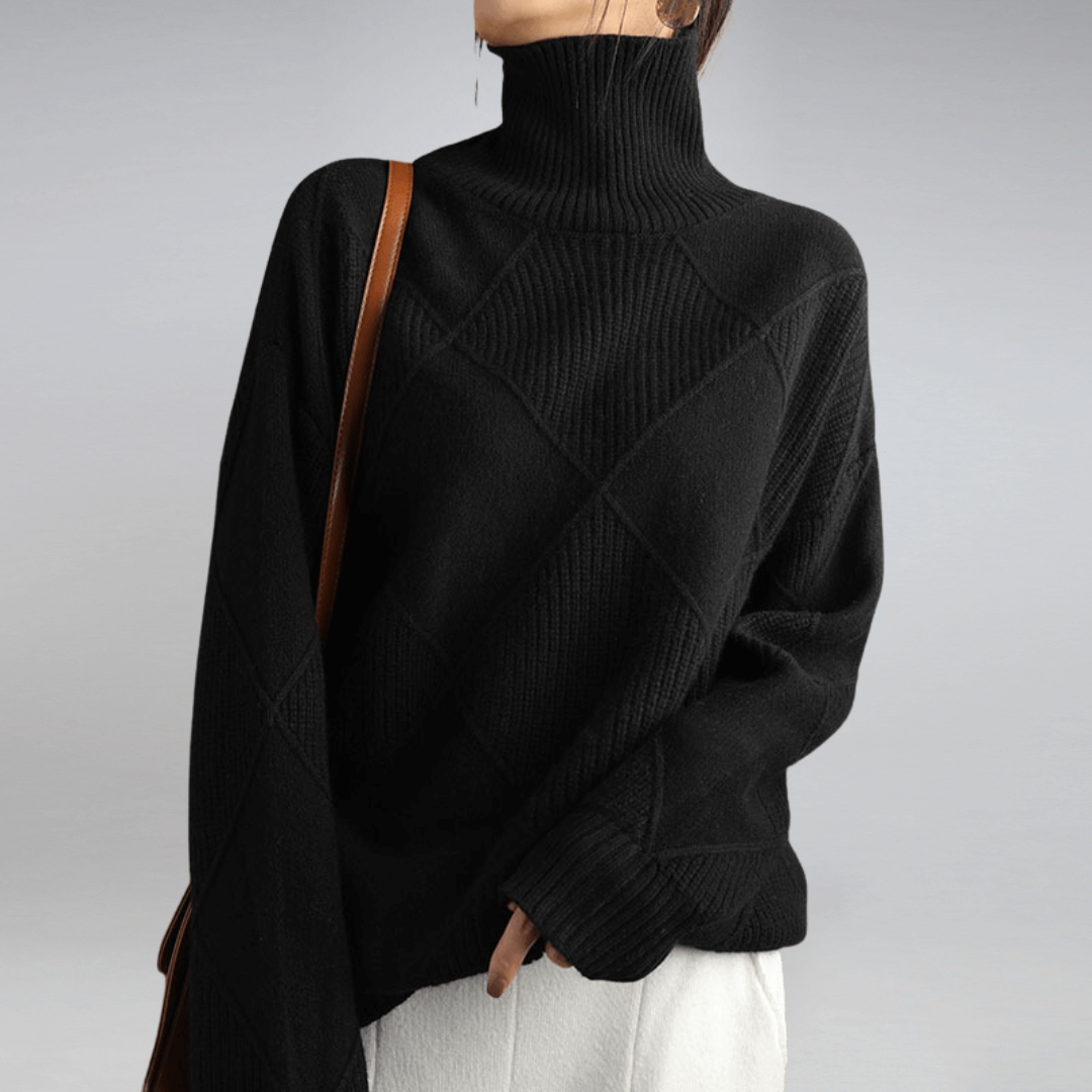 Pull à col roulé pour femmes, coupe décontractée