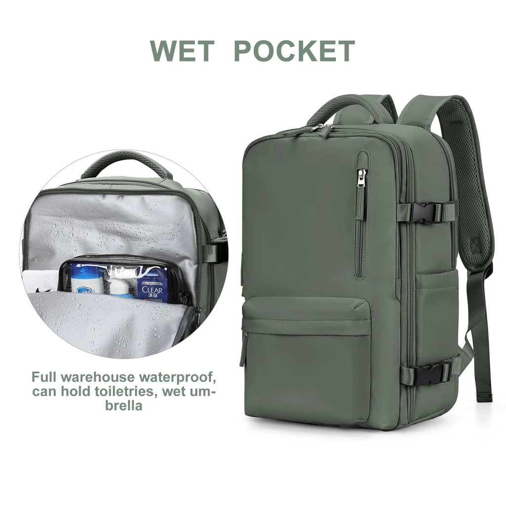 Sac à dos de voyage Travelliva pour femmes 35 L | Imperméable & avec port USB | Antivol & compartiment à chaussures | Pour la randonnée, le quotidien & les voyages