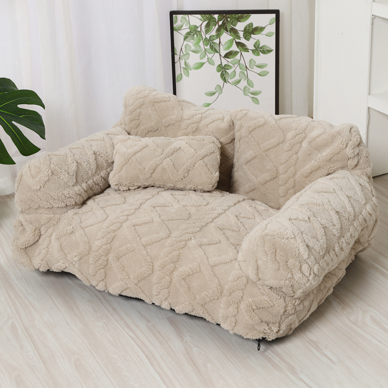 Lit pour chien en canapé confortable avec bord surélevé – Design en peluche douce