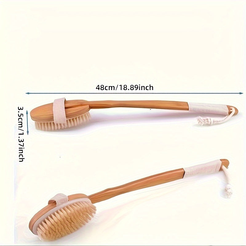 Brosse de Bain à Long Manche en Bois – Exfoliant pour le Dos avec Poils de Sanglier
