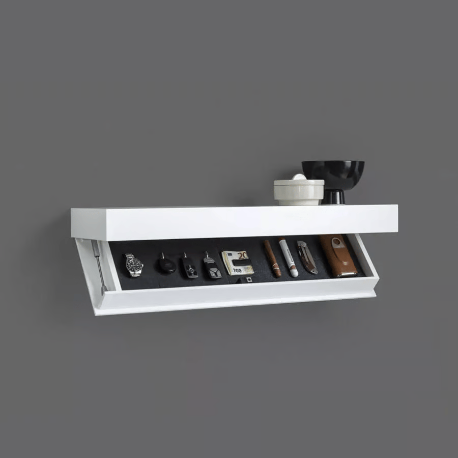 Étagère murale avec compartiment secret | Bois massif | Design flottant | Rangement caché