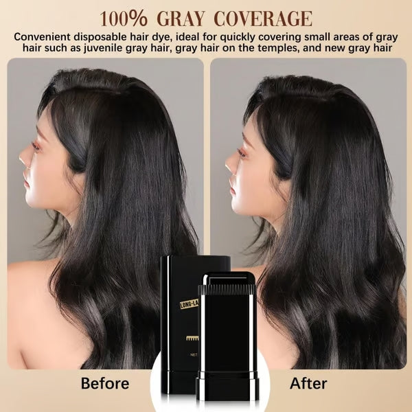 Bâton de couleur pour racines 1+1 gratuit | RacineFix™ Couverture des cheveux gris avec applicateur peigne | Couleur de cheveux rapide pour les déplacements