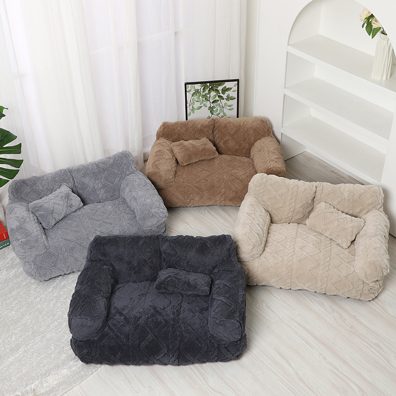 Lit pour chien en canapé confortable avec bord surélevé – Design en peluche douce