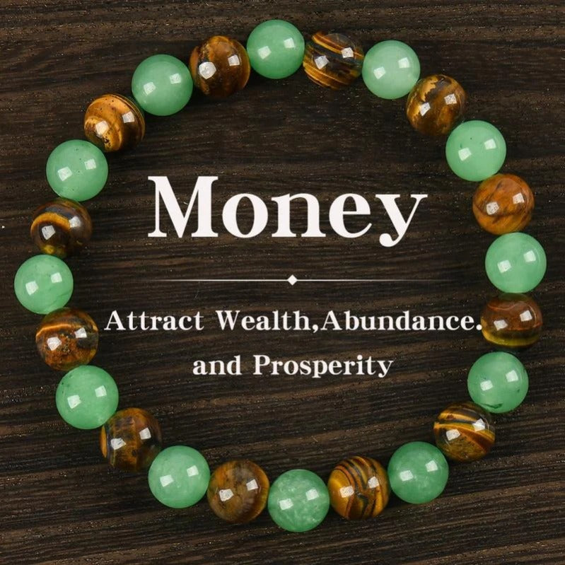 Bracelet en Cristal Gardien de la Richesse – Aventurine & Oeil de Tigre