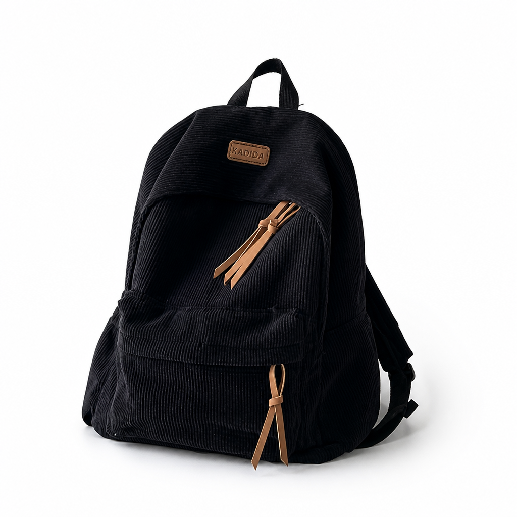 Sac à dos minimaliste en velours côtelé de grande capacité
