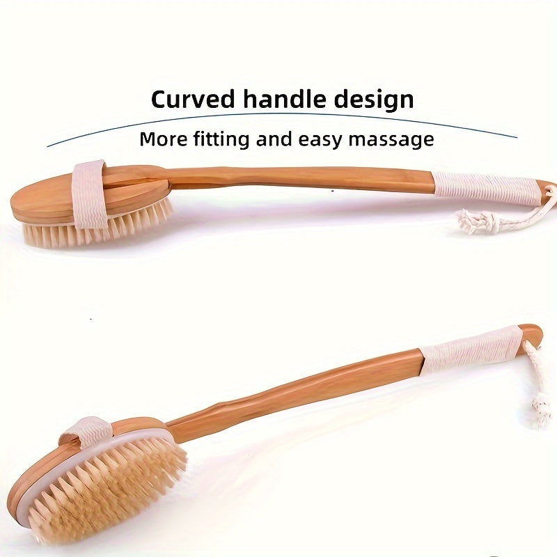 Brosse de Bain à Long Manche en Bois – Exfoliant pour le Dos avec Poils de Sanglier
