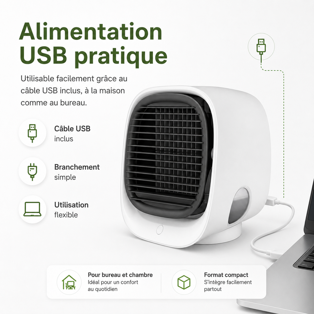 Refroidisseur d'air et humidificateur 2-en-1 – Pour un climat intérieur optimal