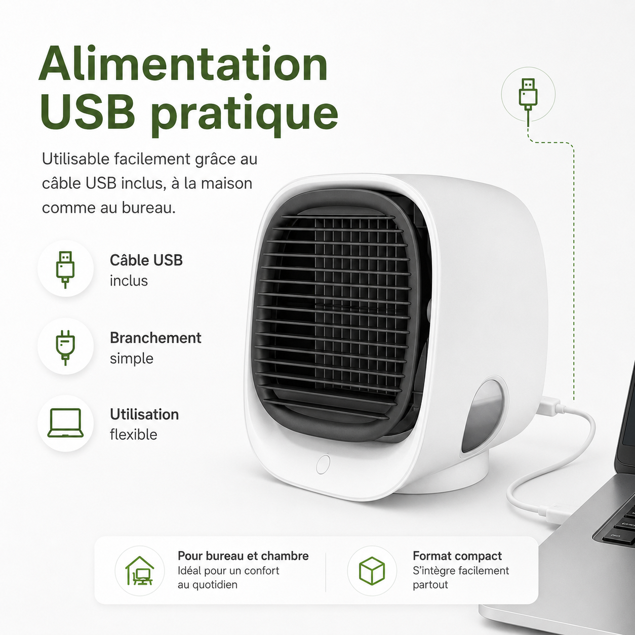 Refroidisseur d'air et humidificateur 2-en-1 – Pour un climat intérieur optimal
