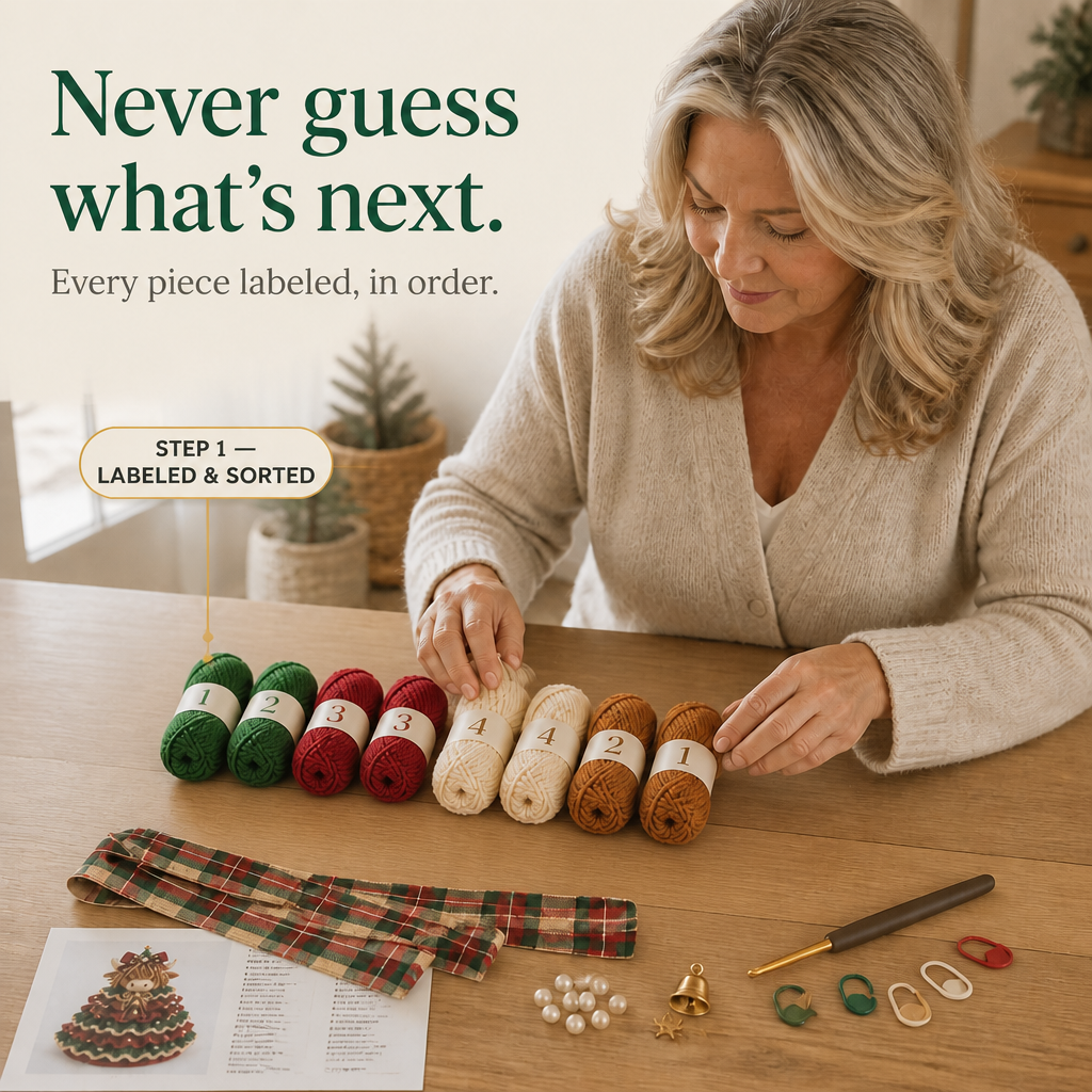 Cottagerow – Kit de décoration de Noël en crochet de vache des Highlands