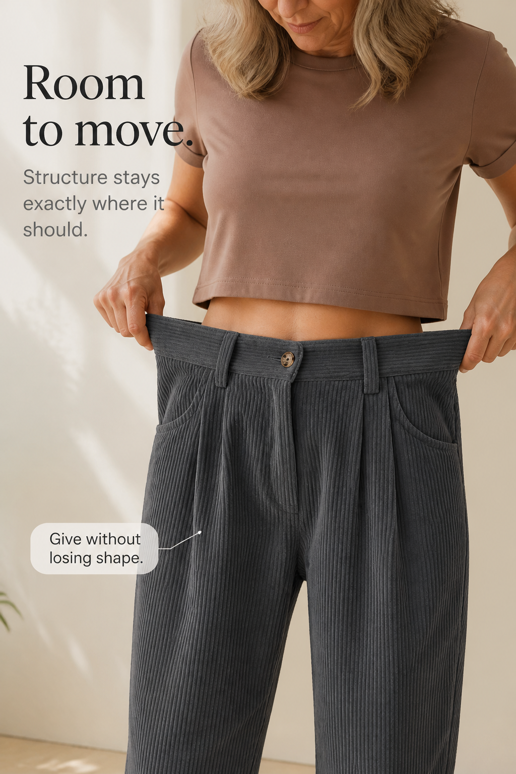 Linelle – Pantalon large plissé taille haute