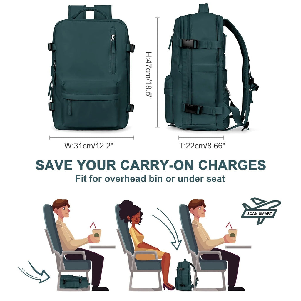 Sac à dos de voyage Travelliva pour femmes 35 L | Imperméable & avec port USB | Antivol & compartiment à chaussures | Pour la randonnée, le quotidien & les voyages
