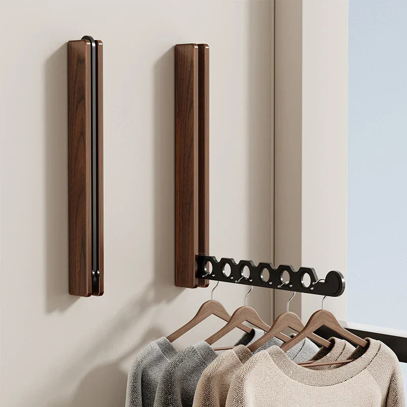 Support de vêtements mural en bois gain de place – Design pliable