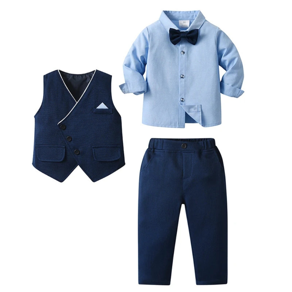 Costume formel chic pour garçons en 3 pièces avec nœud papillon