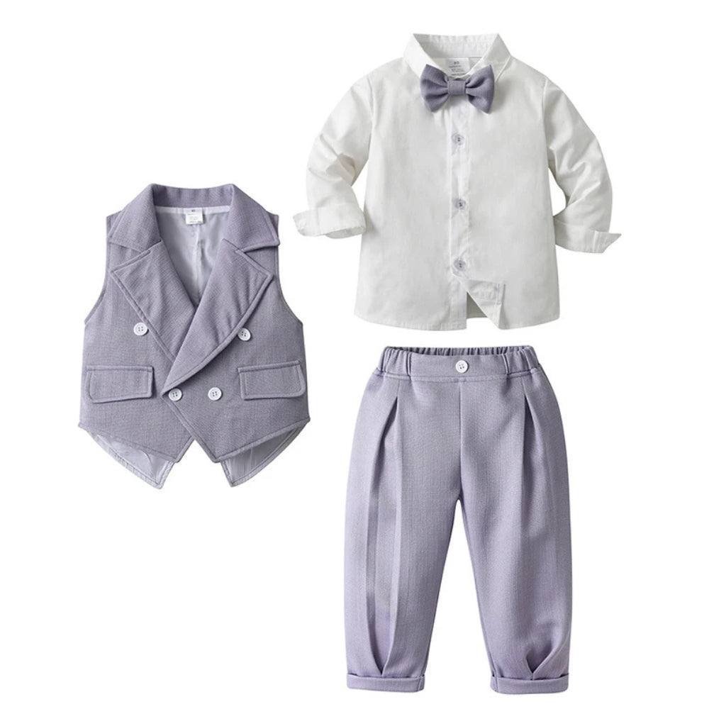 Costume formel chic pour garçons en 3 pièces avec nœud papillon