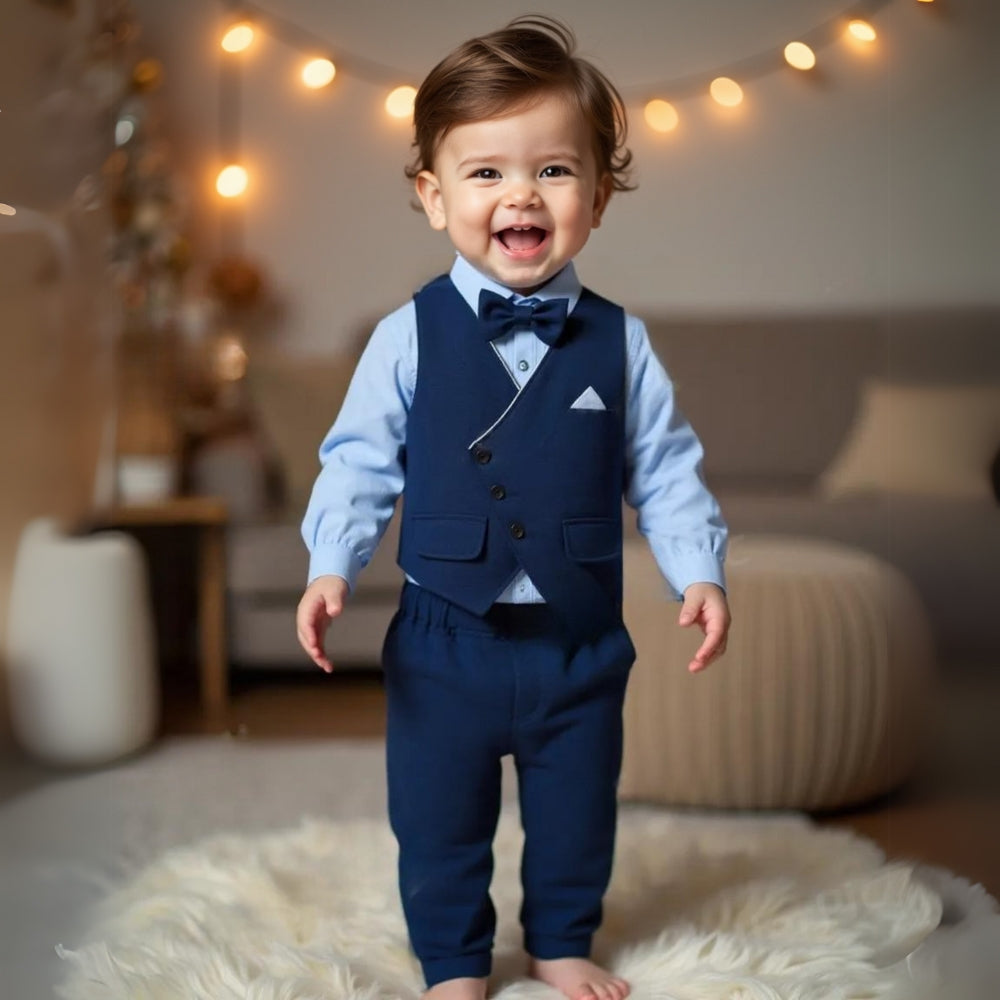 Costume formel chic pour garçons en 3 pièces avec nœud papillon