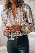 Blouse Chic Argent Femme - Élégance de Fête et Décontractée
