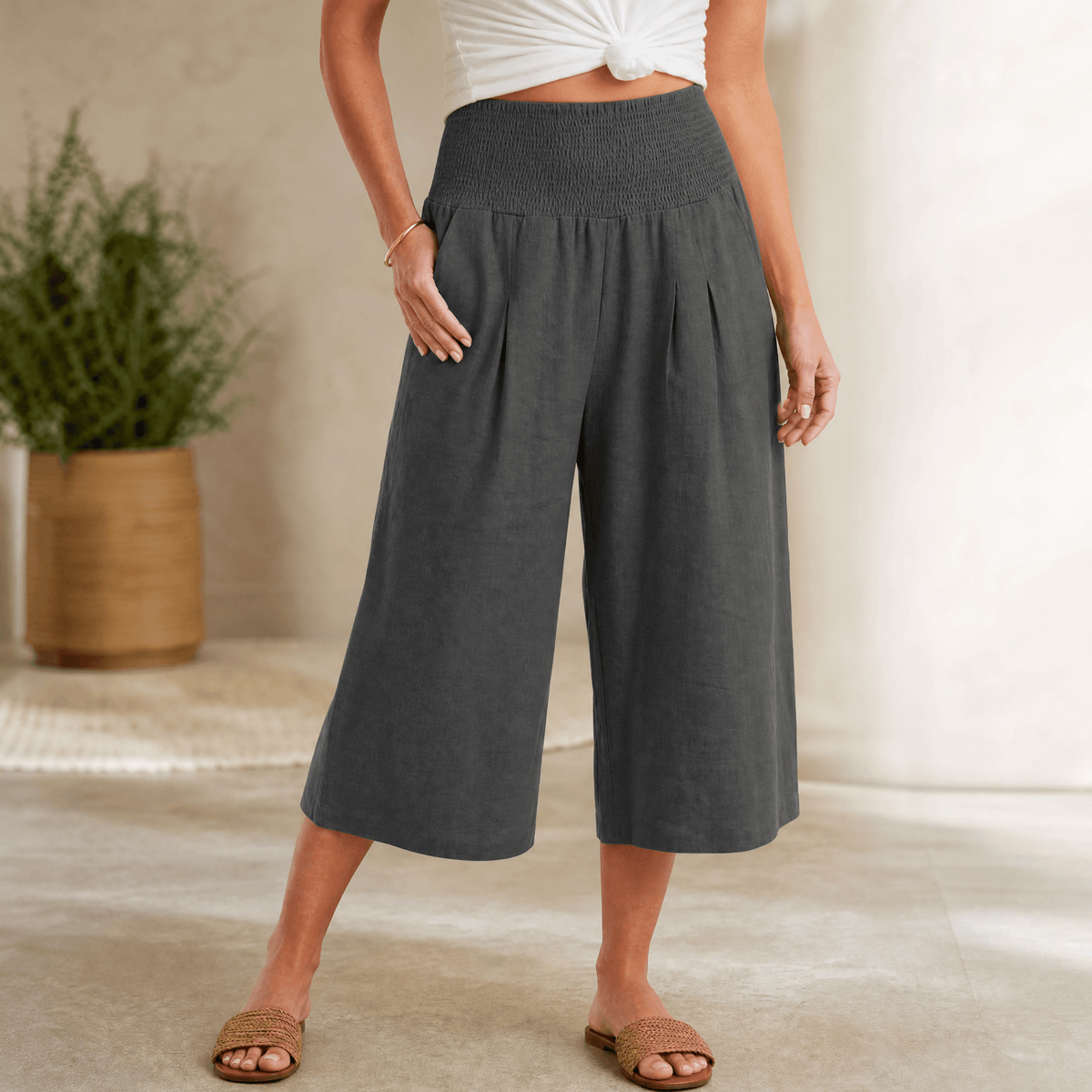 Coastella – Culottes à taille smockée pour femmes