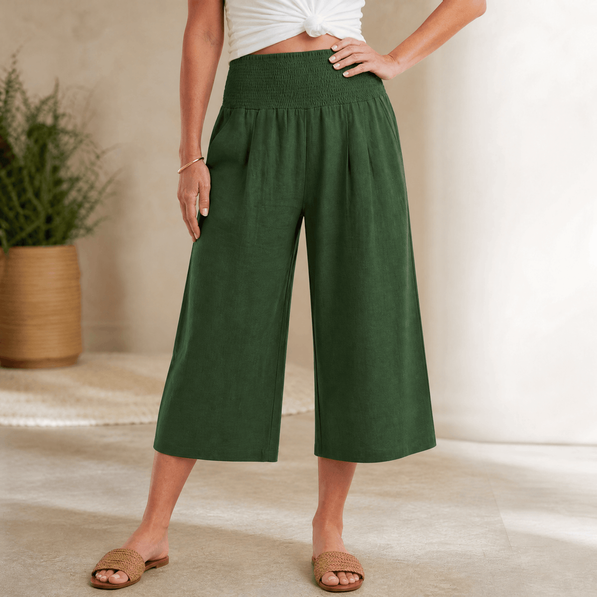 Coastella – Culottes à taille smockée pour femmes