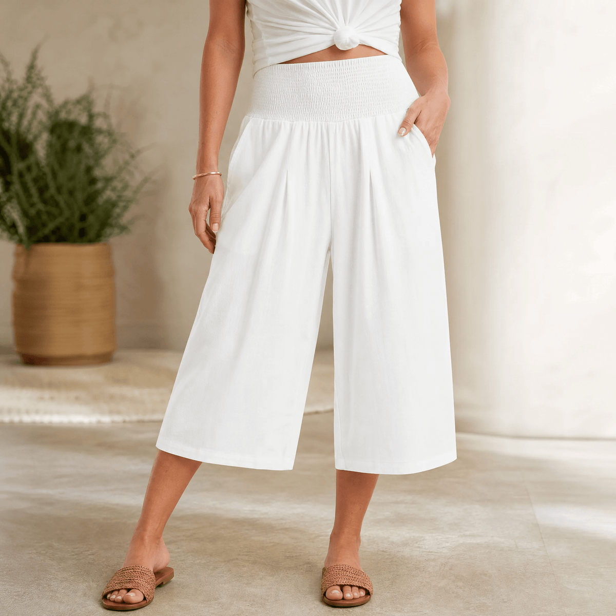Coastella – Culottes à taille smockée pour femmes