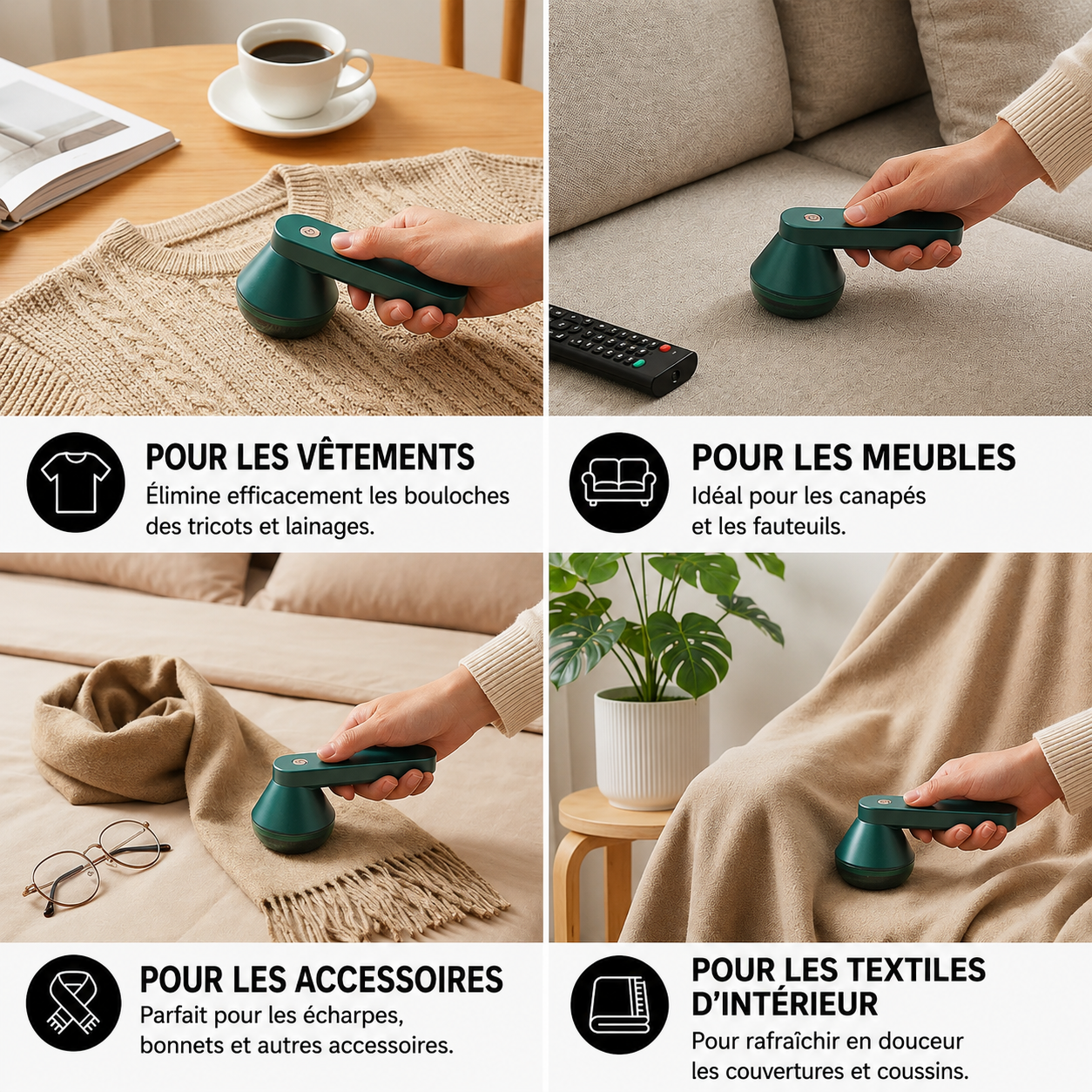 Rasoir Anti Bouloches Électrique pour Vêtements Meubles et Couvertures