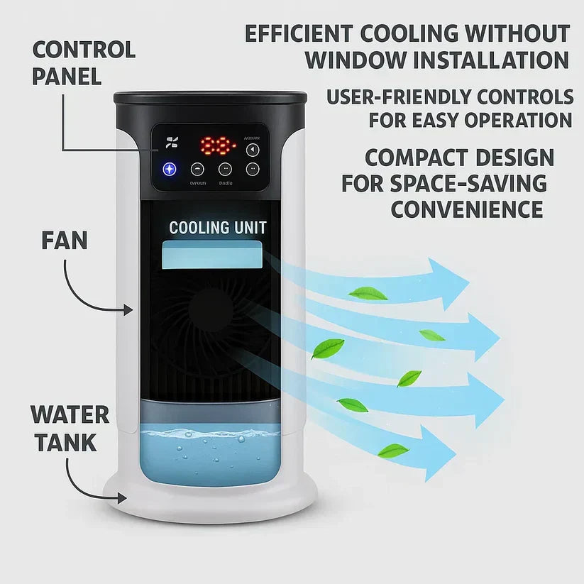 Climatiseur Portable Unisexe - Sans Fenêtre & Économe en Énergie